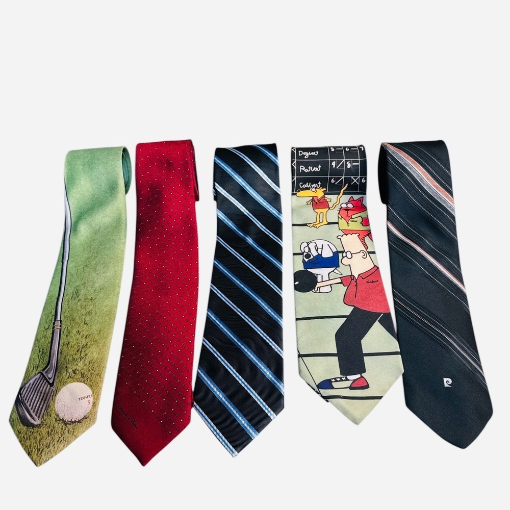 Vintage Mens Necktie Lot‎ Dilbert Ralph Marlin Oscar de la Renta Pierre Cardin